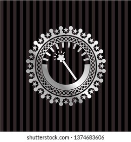 magic stick icon inside silver emblem
