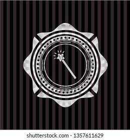 magic stick icon inside silvery emblem