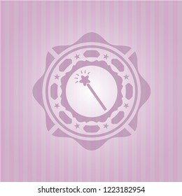 magic stick icon inside vintage pink emblem