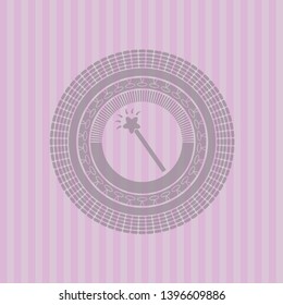 magic stick icon inside vintage pink emblem