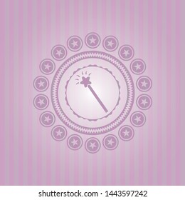 magic stick icon inside vintage pink emblem