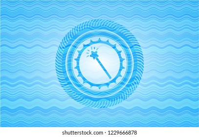 magic stick icon inside water wave concept style emblem.