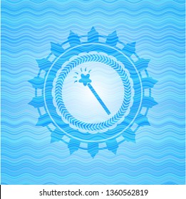 magic stick icon inside water concept style emblem.