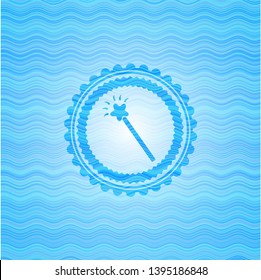 magic stick icon inside water concept emblem background.