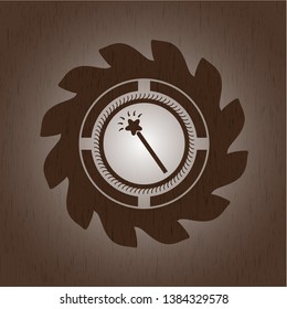 magic stick icon inside wood emblem