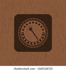magic stick icon inside wood badge or emblem