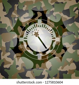 magic stick icon on camo texture