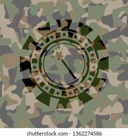 magic stick icon on camo pattern