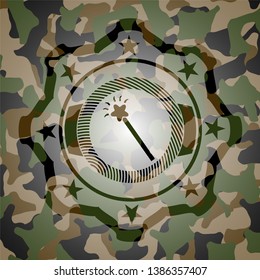 magic stick icon on camo pattern