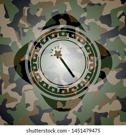 magic stick icon on camouflaged texture