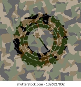 magic stick icon on camouflaged pattern. 