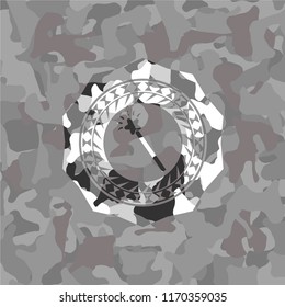 magic stick icon on grey camouflaged texture