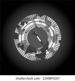 magic stick icon on grey camouflaged texture