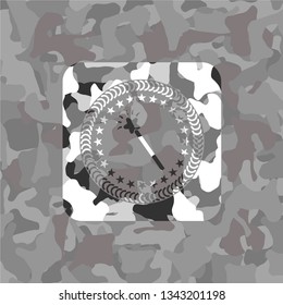 magic stick icon on grey camouflage pattern
