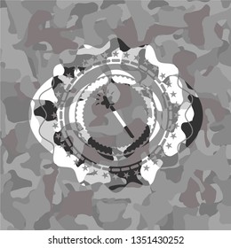 magic stick icon on grey camo pattern