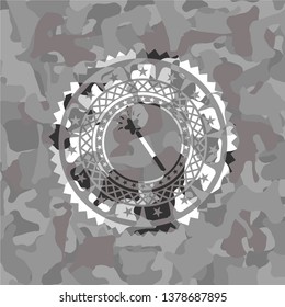 magic stick icon on grey camo pattern