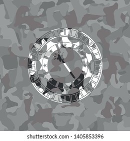 magic stick icon on grey camouflage pattern