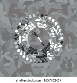 magic stick icon on grey camo pattern