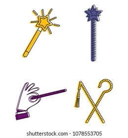 Magic stick icon set. Color outline set of magic stick vector icons for web design isolated on white background