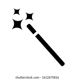 Magic stick isolated vector illustration. Wizard flat black icon.