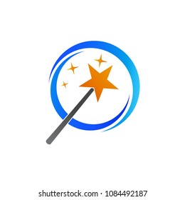 Magic Stick With Star Illustration Logo Template