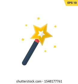 magic stick with stars icon in flat style