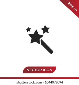 Magic stick with stars vector icon