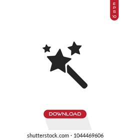 Magic stick with stars vector icon