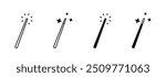 Magic stick vector icons. Magic wand icons. Magic wand illustration. Magic and miracle symbols.
