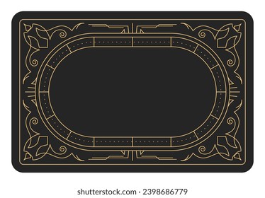 Magic style frame with ornamental border, pattern banner, reverse side of tarot cards, mystic oval frame, vector