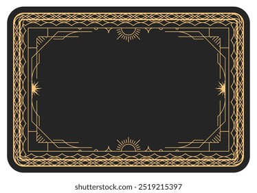 Estilo mágico quadro simples com borda elegante ornamentado, banner místico em estilo de cartas de tarô, vetor