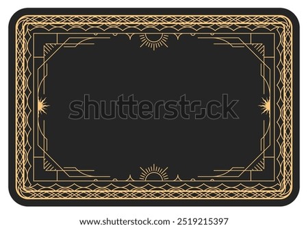 Magic style simple frame with ornate elegant border, mystic banner in tarot cards style, vector