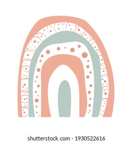 Magic stylish rainbow. Simple character doodle line scandinavian style background. Children's decor trend of the season. Vector illustration perfect as a card, invitation, poster.