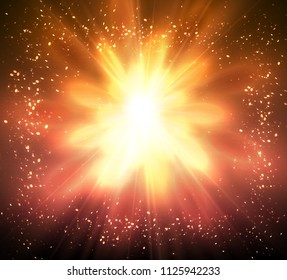 Magic Sun Design With Burst and Rays. Abstract Shining Background. Vector illustration