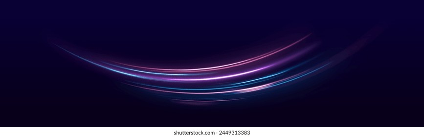 Magic swirl with light effect in red, purple, blue colors. Expressway in long exposure. Vector illustration of trendy futuristic design.	
