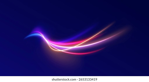 Espiral mágico e faixas de luz brilham em um funil de partículas circulantes e linhas curvas com poeira e faísca em um feixe de tornado azul rosa cheio de brilho e energia luminosa png

