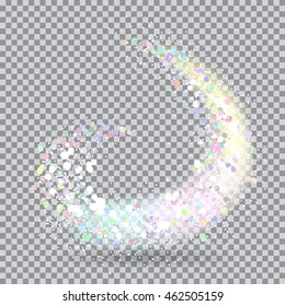 Magic swirl made with mesh and colorful particles. Vector illustration.