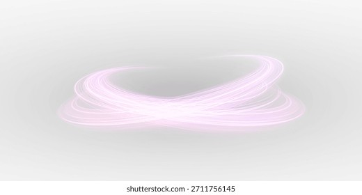 Anillos redondos giratorios mágicos con giro ligero y ondas de neón brillantes.