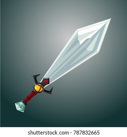 Magic sword. Antique weapon. Cartoon illustration. Game design concept