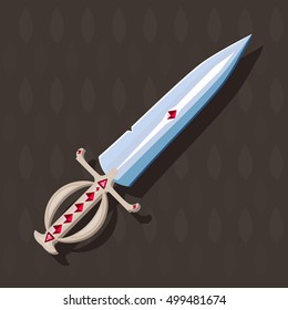 Magic sword. Steel blade. Rubies.