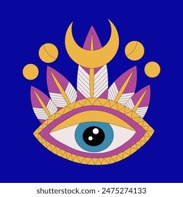 The magic symbol of the eye and the moon tattoo