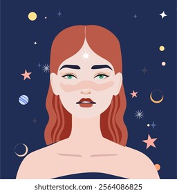 magic, symbol, happy, space, beautiful, character, female, esoteric, planet, night, celebration, moon, horoscope, person, mystic, silhouette, boho, astrological, male, child, love, woman, yoga, astrol