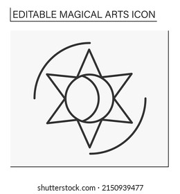  Magic symbol line icon. Solar magic.Tarot card. Magical arts concept. Isolated vector illustration. Editable stroke