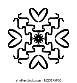 Magic symbol mandala on a white isolated background. Contour for coloring and meditation. Vector illustration