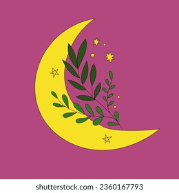 El símbolo mágico de la luna y las plantas