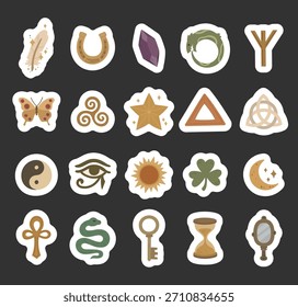 Símbolo mágico ambientado en estilo escandinavo que muestra íconos místicos runas antiguas signos celestiales Elementos espirituales protectores equilibrio de armonía para inspiración mágica