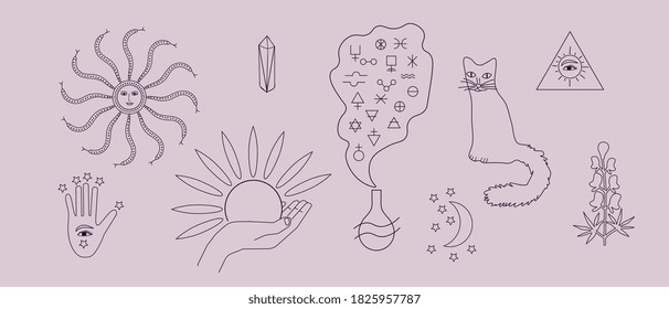 Magic symbols isolated vector collection