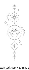 magic tattoo isolated contour line black element