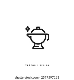 Magic Teapot Icon. Editable Stroke