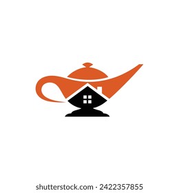 magic teapot logo with house concept